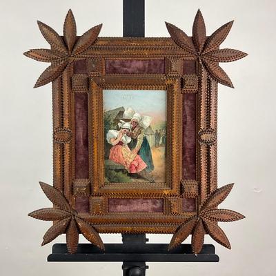 165 Two Hand-Made Tramp Art Framed Prints