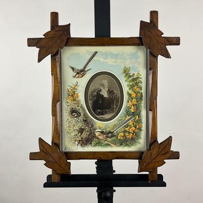 168 Two English Painted Mats with Sepia Photographs in Victorian Frame