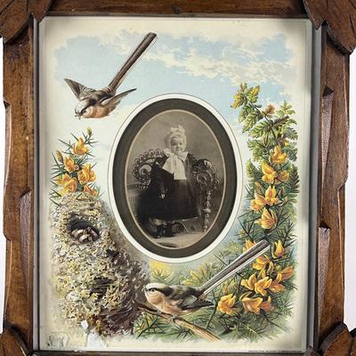 168 Two English Painted Mats with Sepia Photographs in Victorian Frame