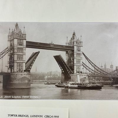 170 Unframed Historical London: Sepia Photo “Tower Bridge” C: 1910 Hand-Printed