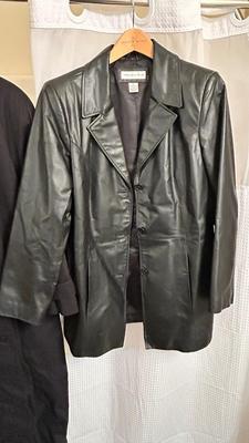 WOMENS PRESTON & YORK LEATHER BLAZER AND NEW YORK HARBOR RAIN COAT