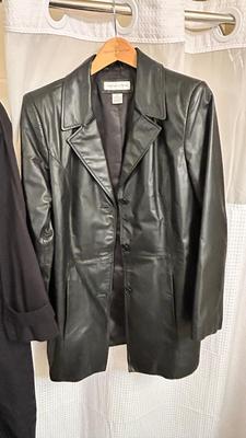 WOMENS PRESTON & YORK LEATHER BLAZER AND NEW YORK HARBOR RAIN COAT
