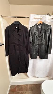 WOMENS PRESTON & YORK LEATHER BLAZER AND NEW YORK HARBOR RAIN COAT