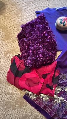 WOMENS SCARVES, NECKLACES, A SHIRT. AND TRAVEL POUCH