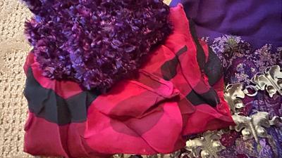 WOMENS SCARVES, NECKLACES, A SHIRT. AND TRAVEL POUCH