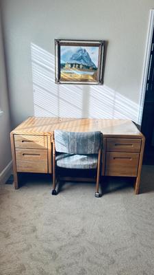 DESK, CHAIR, AND PAINTING