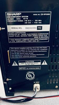 SHARP HOME STEREO MODEL: CP-XP3300