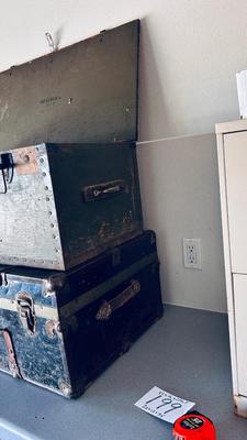 U.S. 1942 MILITARY CRATE, AND ANTIQUE CHEST