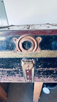 U.S. 1942 MILITARY CRATE, AND ANTIQUE CHEST