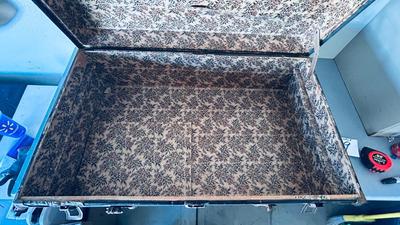 U.S. 1942 MILITARY CRATE, AND ANTIQUE CHEST