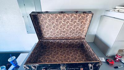 U.S. 1942 MILITARY CRATE, AND ANTIQUE CHEST