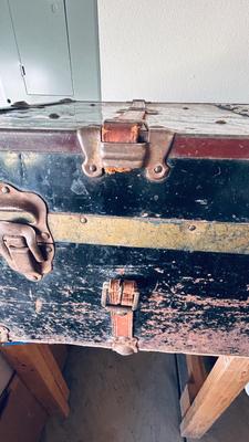 U.S. 1942 MILITARY CRATE, AND ANTIQUE CHEST