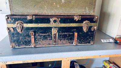 U.S. 1942 MILITARY CRATE, AND ANTIQUE CHEST