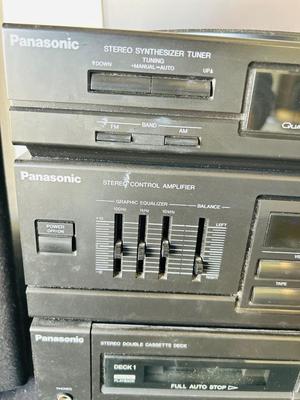 PANASONIC HOME STEREO WITH CASSETTE DECK AND RECORD PLAYER