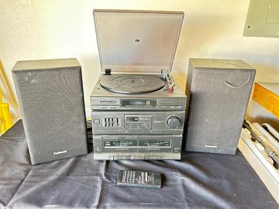 PANASONIC HOME STEREO WITH CASSETTE DECK AND RECORD PLAYER