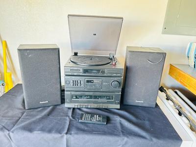 PANASONIC HOME STEREO WITH CASSETTE DECK AND RECORD PLAYER
