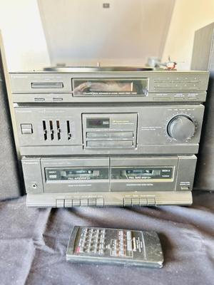 PANASONIC HOME STEREO WITH CASSETTE DECK AND RECORD PLAYER