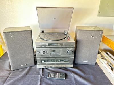PANASONIC HOME STEREO WITH CASSETTE DECK AND RECORD PLAYER