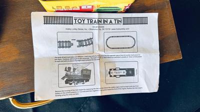 SUPER COOL CONDUCTORS HAT, MINI TRAIN SET IN A TIN AND WOODEN CRATE