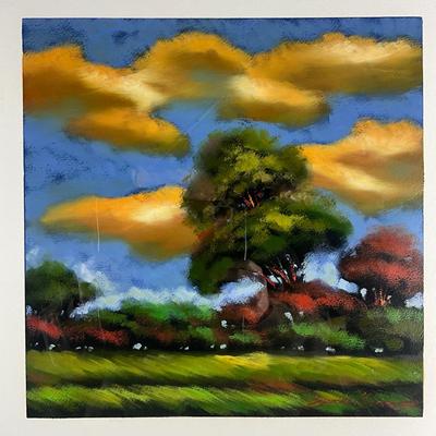 175 Oil On Paper Of Tree Landscape Signed By Russian Artist Sergey Cherep