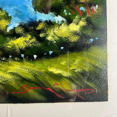 177 Oil On Paper Of Clouds, Trees & Pond Signed By Russian Artist Sergey Cherep