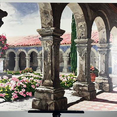 181 Limited Edition Lithograph "The Courtyard" Signed And Numbered By Altino Villasante