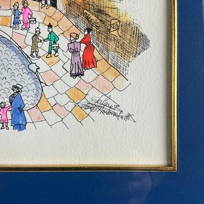 185 Framed And Matted Water Color Signed "Paris Scene"