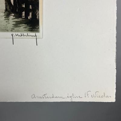 186 Flemish Hand Printed Etching In Color By Roger Hebbelinck "Amsterdam" City Scene #224/350