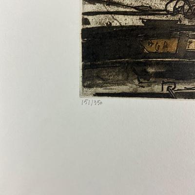 187 Flemish Hand Printed Etching Signed & Numbered #151/350 Image Of Canal Boat By R. Hebbelinck