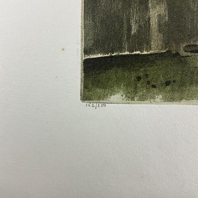 188 Flemish Hand Colored Etching Signed & Numbered #152/350 "Bruges" Trees, Canal & Architecture R. Hebbelinck