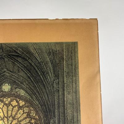 190 Colored Etching "Rose Window, Notre Dame Cathedral" Paris