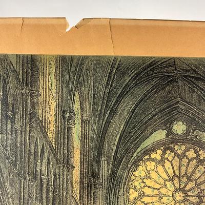 190 Colored Etching "Rose Window, Notre Dame Cathedral" Paris