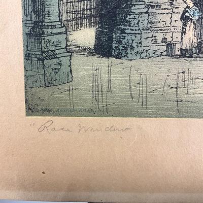 190 Colored Etching "Rose Window, Notre Dame Cathedral" Paris