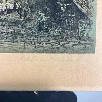 190 Colored Etching "Rose Window, Notre Dame Cathedral" Paris