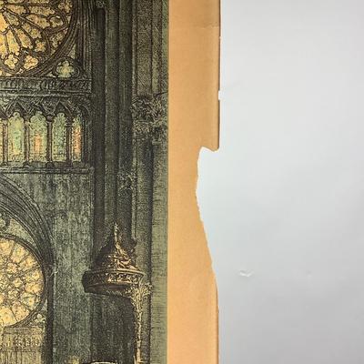 190 Colored Etching "Rose Window, Notre Dame Cathedral" Paris