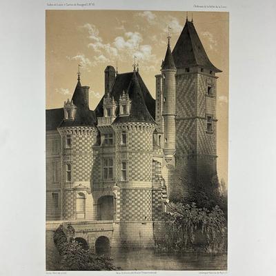 191 Lithograph Of A Castle "Chateau Des Reaux" Chateaux De La Vallee De La Loire By Victor Petit
