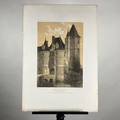 191 Lithograph Of A Castle "Chateau Des Reaux" Chateaux De La Vallee De La Loire By Victor Petit