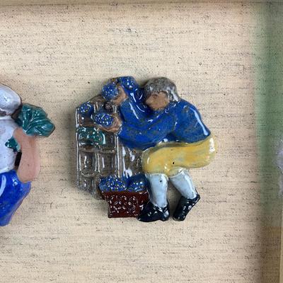 197 Moravian Pottery Tiles in Shadow Box