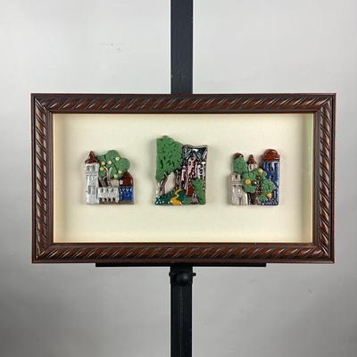 198 Moravian Pottery Tiles in Shadow Box