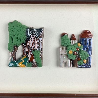 198 Moravian Pottery Tiles in Shadow Box