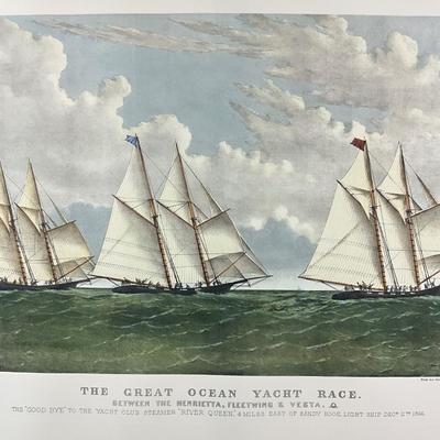210 Reproduction Antique Engraving "Great Ocean Yacht Race" By Charles Person