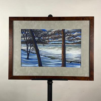 215 Pastel On Paper "Lake View, Deep Creek Winter" By Annette Conniff