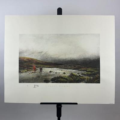 218 Hand-Painted Engraving Signed By Douglas Adams "Trout Fishing" Remark & Seal 58/100