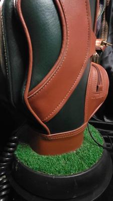 Vintage Golf Bag Landline Telephone – 1980s Novelty Sports Decor in Brown & Green Faux Leather (Perfect Condition)