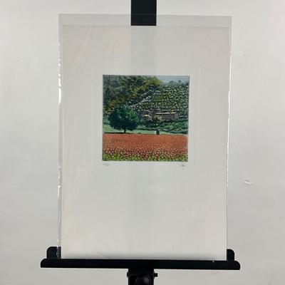 232 Hand-Painted Etching In Color By Giorgio Ferrari Of Tuscany Landscape