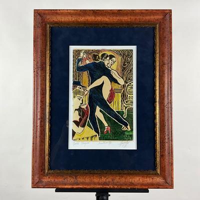 239 Signed Artist's Proof Linocut Of Couple Dancing The Tango by Dora Garraffo