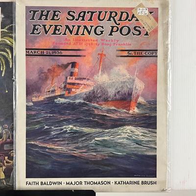 241 Saturday Evening Post Cover July 1st, 1953 Fireworks & March 21st, 1936 Steam Ship In Ocean