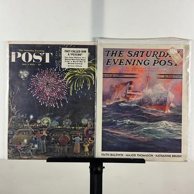 241 Saturday Evening Post Cover July 1st, 1953 Fireworks & March 21st, 1936 Steam Ship In Ocean