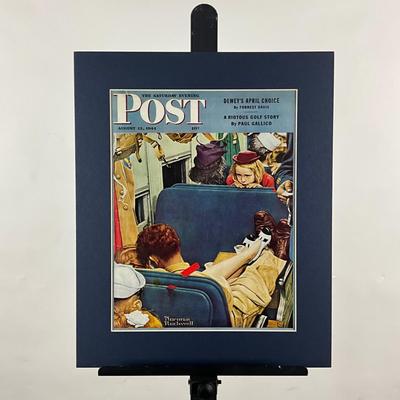 246 Saturday Evening Post Cover August 12th, 1944 Little Girl Looking Over Seat In A Train