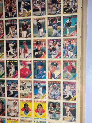 LOT 261Y: 1988 Topps Baseball Cards Uncut Sheet